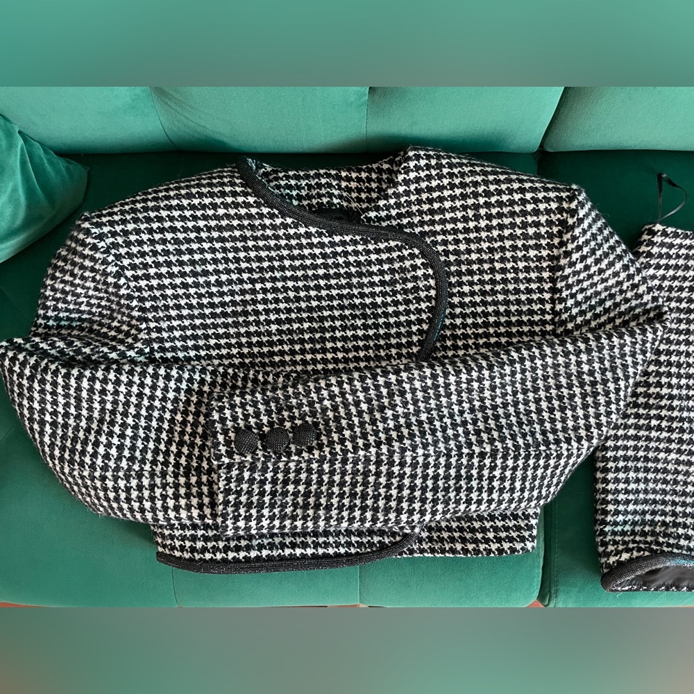 HOUNDSTOOTH CROPPED BLAZER and SKIRT - Picture 12 of 16